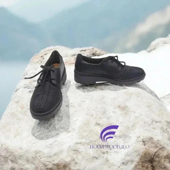 Clarks Shoes - Clarks Women's Calla Ruby Lace-Up Flats Black gray sz 7.5